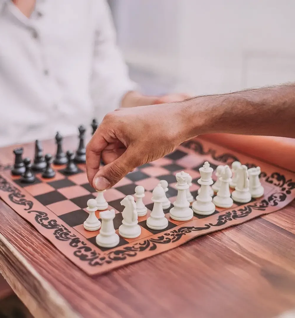 Havane Cowhide Leather Chessboard.
