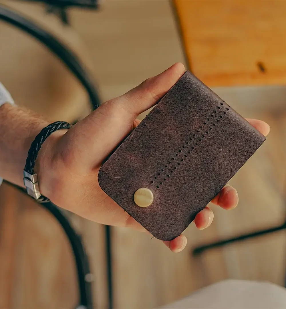 Vintage Brown Cowhide Leather Small Men Wallet