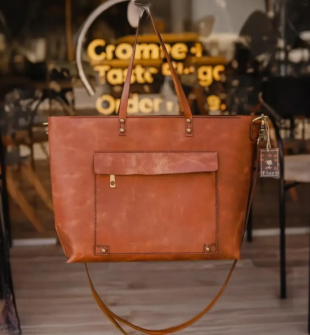 Havane Cowhide Leather Tote Bag