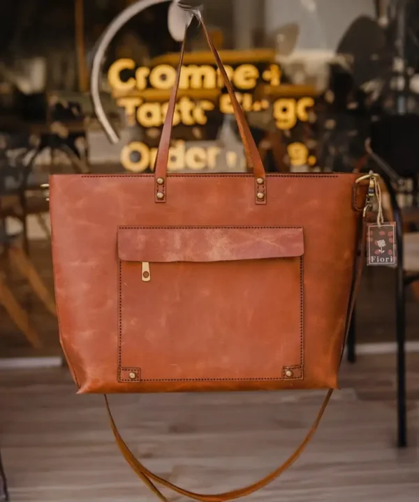 Havane Cowhide Leather Tote Bag