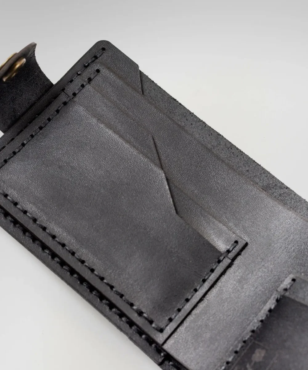 Black Cowhide Leather Men Wallet. - Image 2