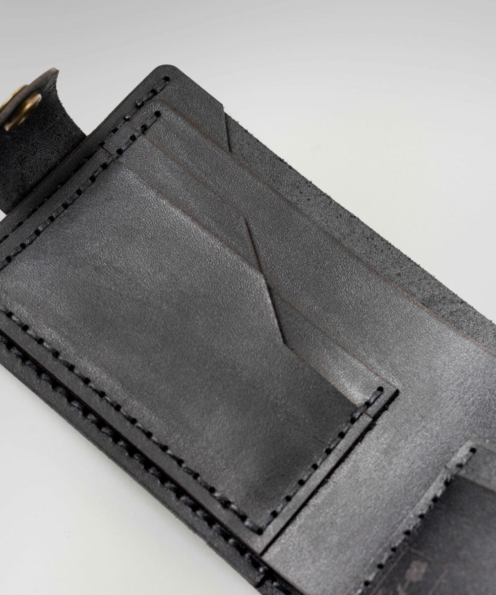 Black Cowhide Leather Men Wallet. - Image 3