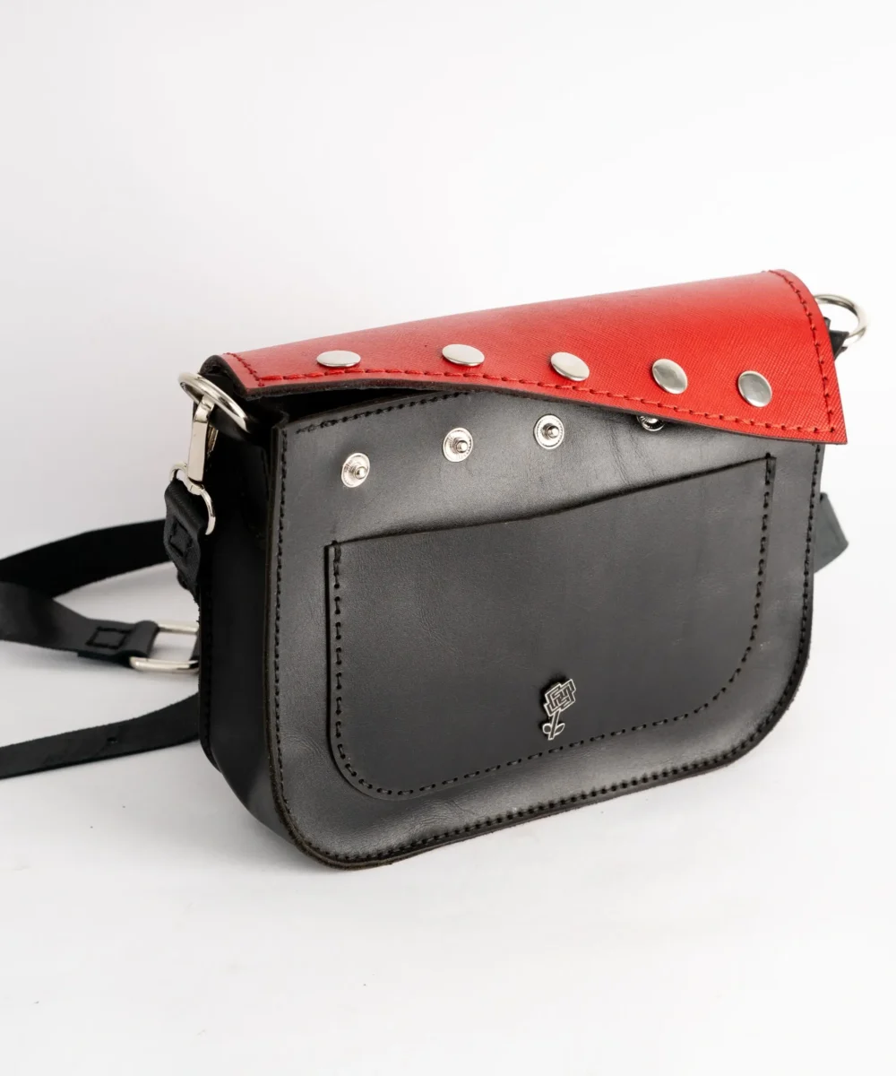 3x1 Black Cowhide Leather Crossbody Bag - Image 5