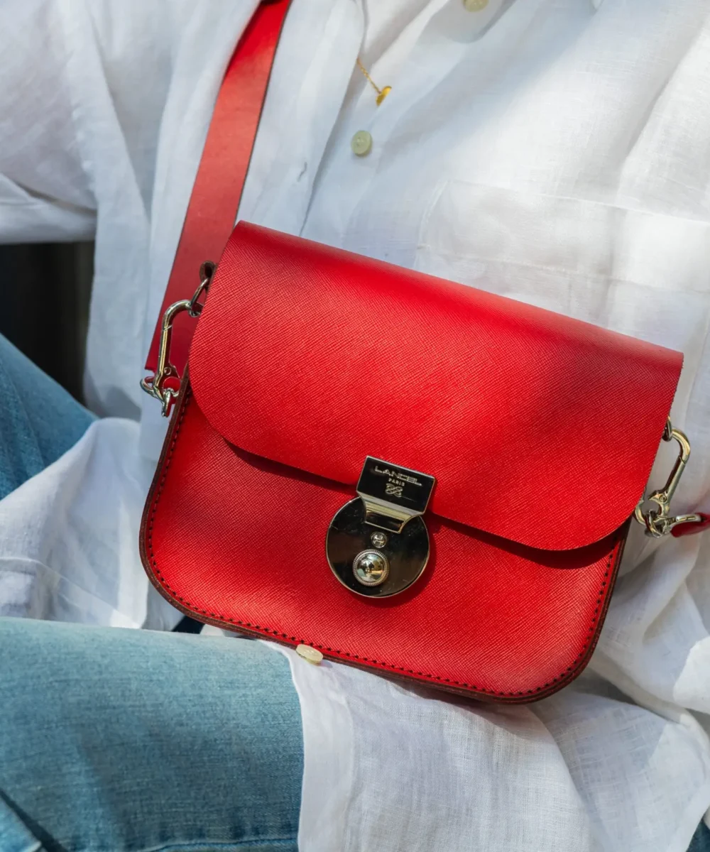 Red Cowhide Leather Crossbody Bag - Image 2