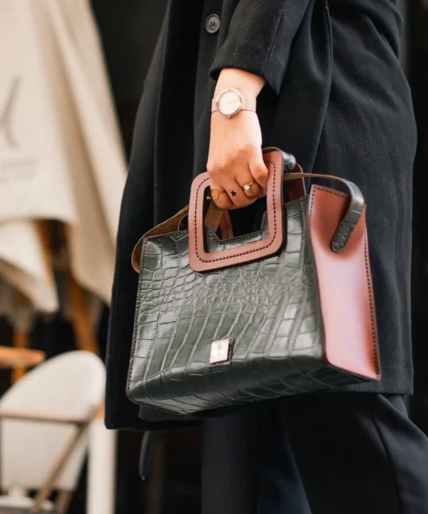 Dark Green Vintage x Havane Cowhide Leather Crossbody Bag