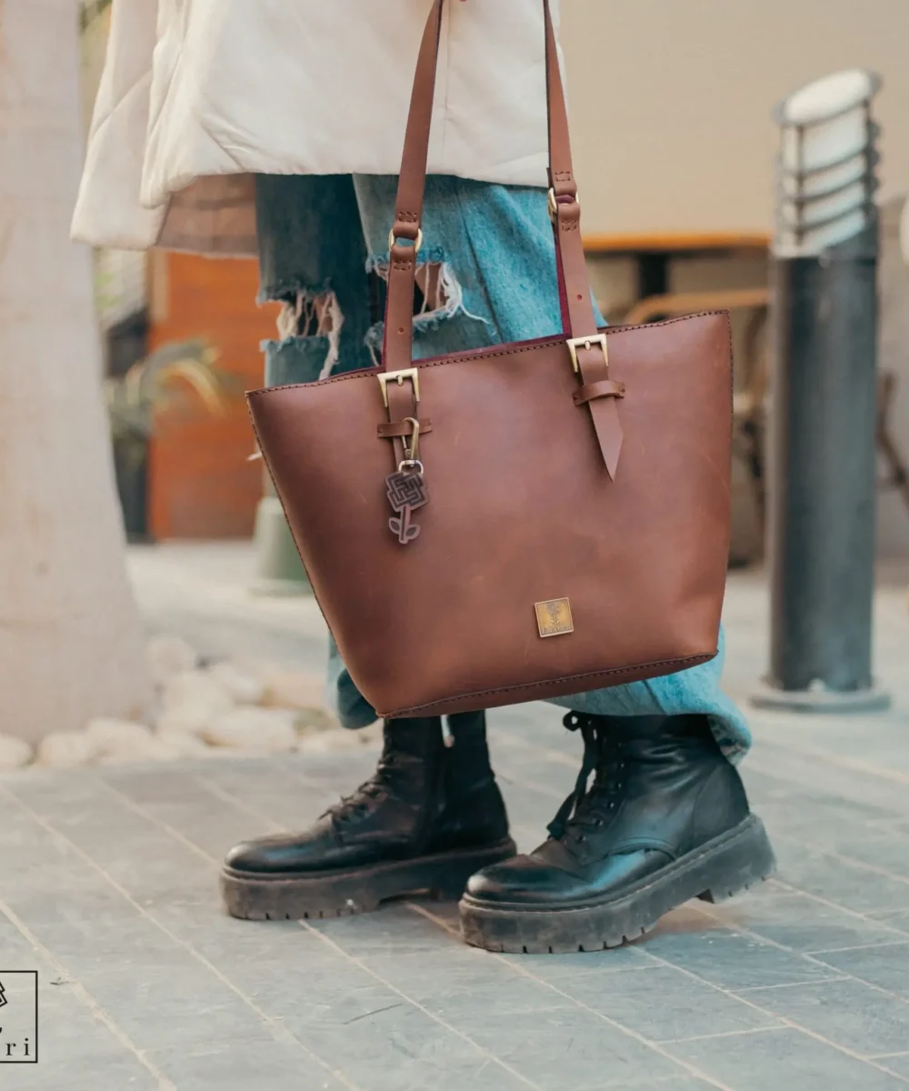 Light Brown Cowhide leather Tote Bag - Image 2