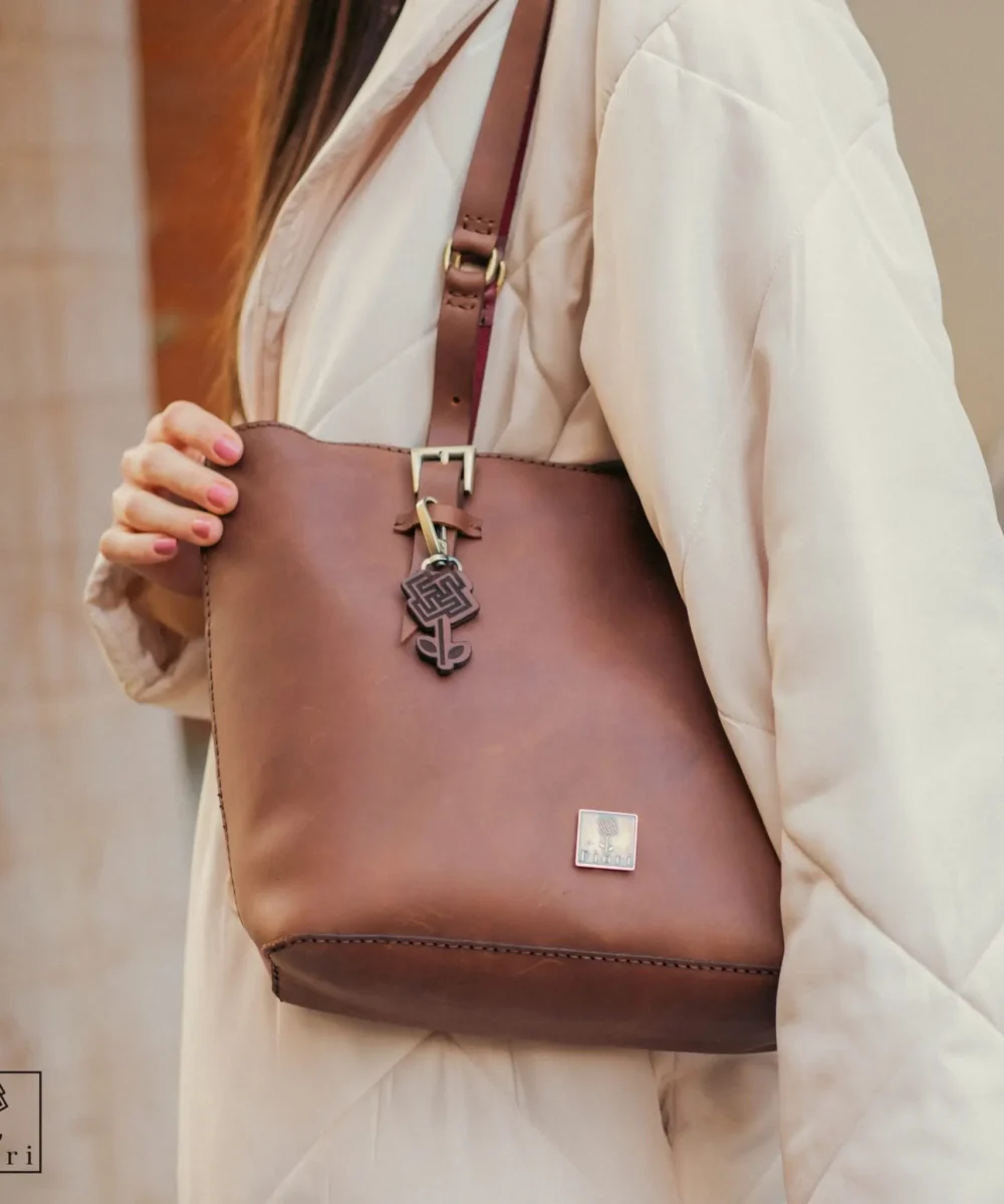 Light Brown Cowhide leather Tote Bag