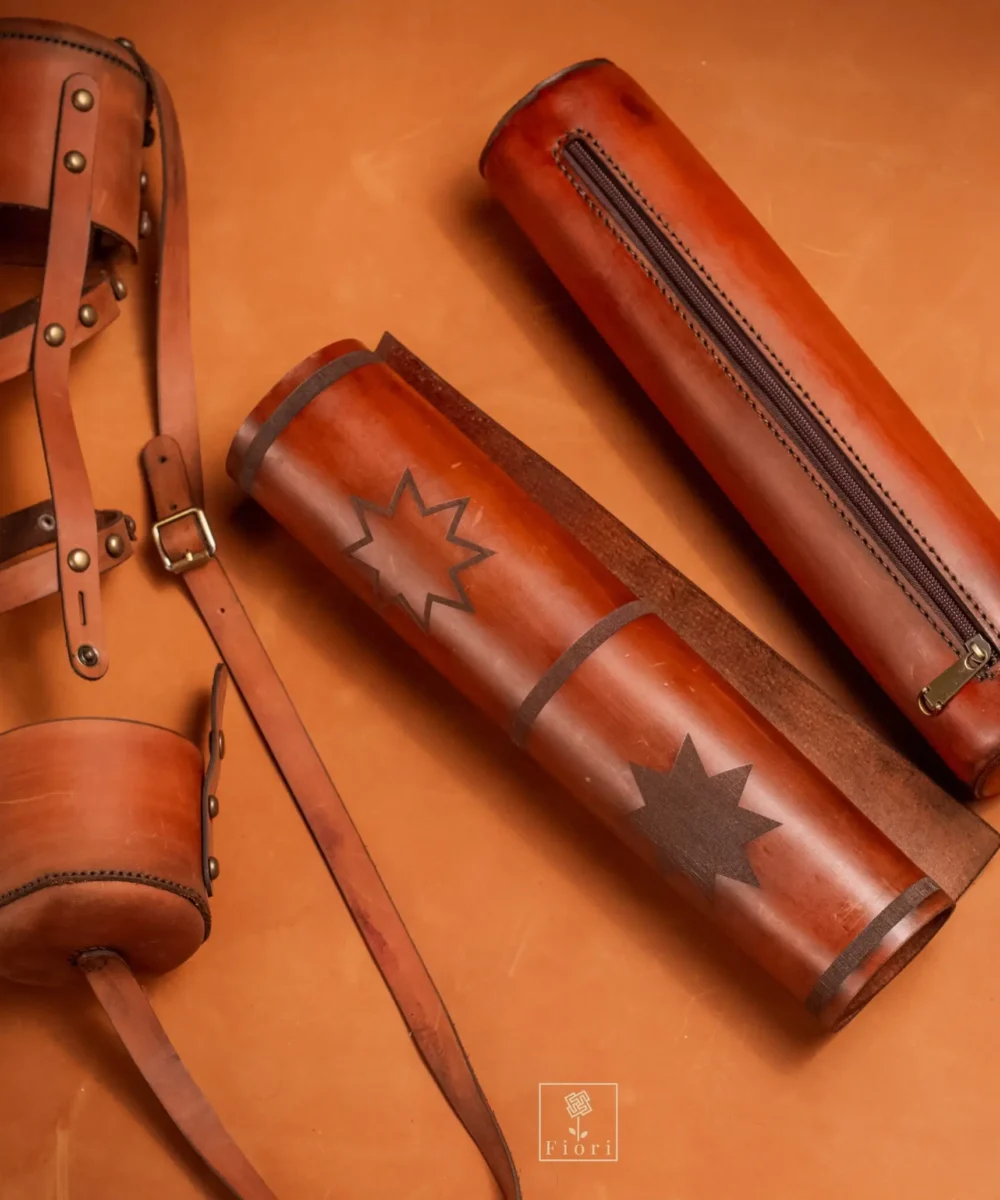 Brown Cowhide Leather Backgammon Game. - Image 2