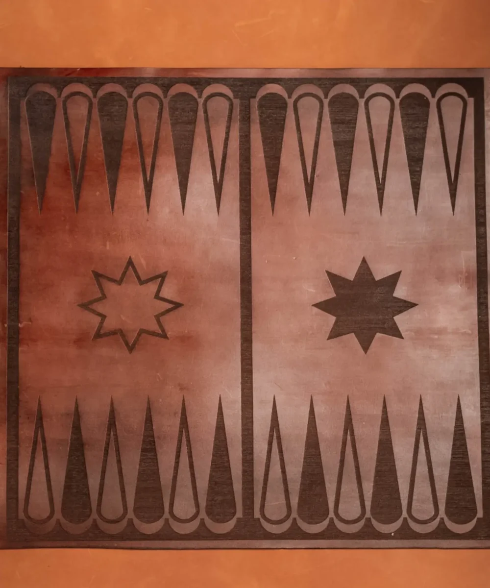 Brown Cowhide Leather Backgammon Game. - Image 3