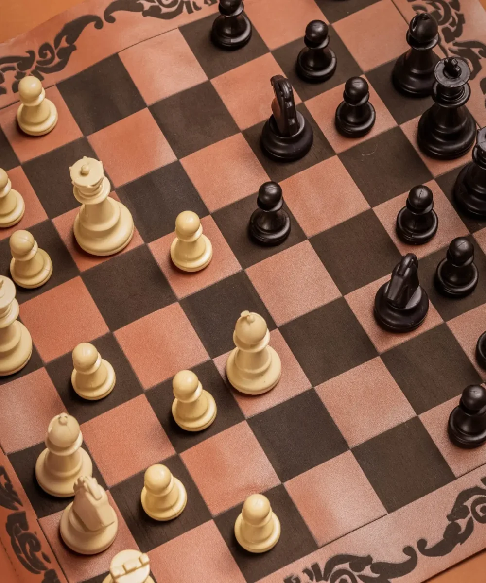Havane Cowhide Leather Chessboard. - Image 6