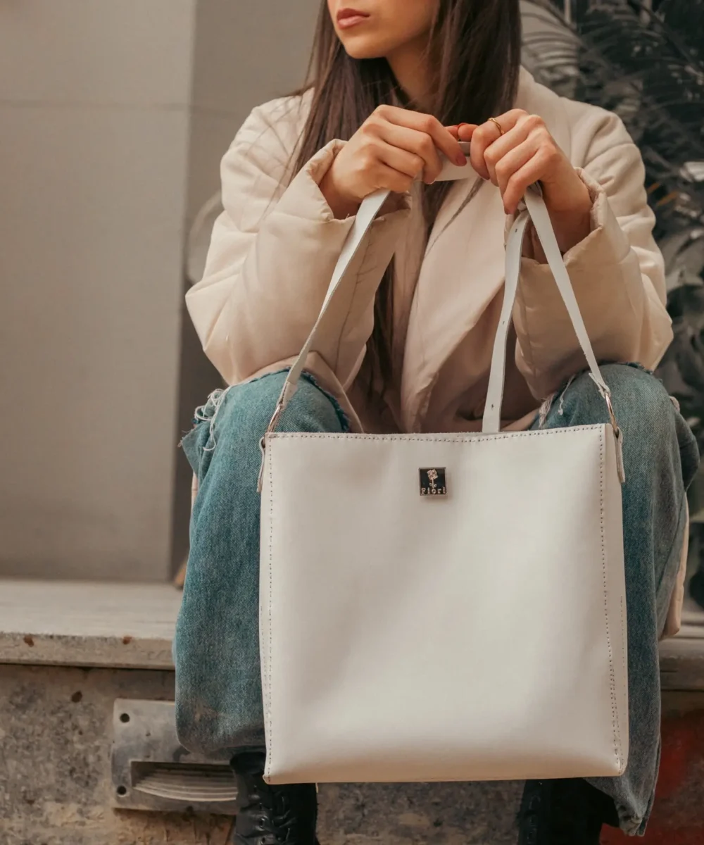 White Cowhide Leather Crossbody Bag