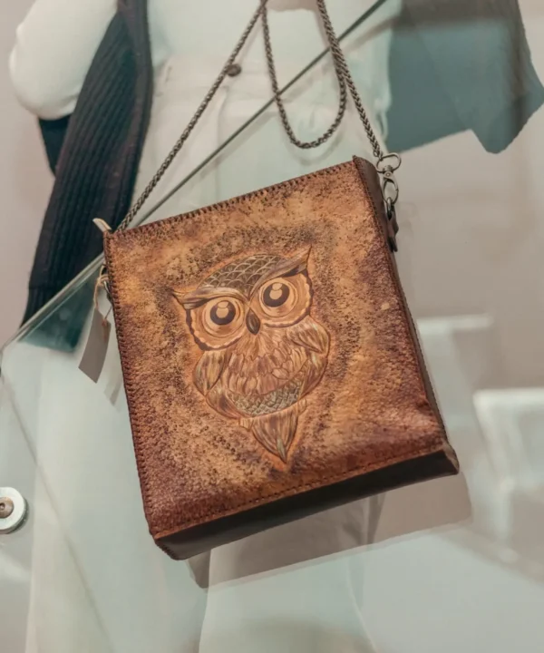 Brown Cowhide Leather Crossbody Bag