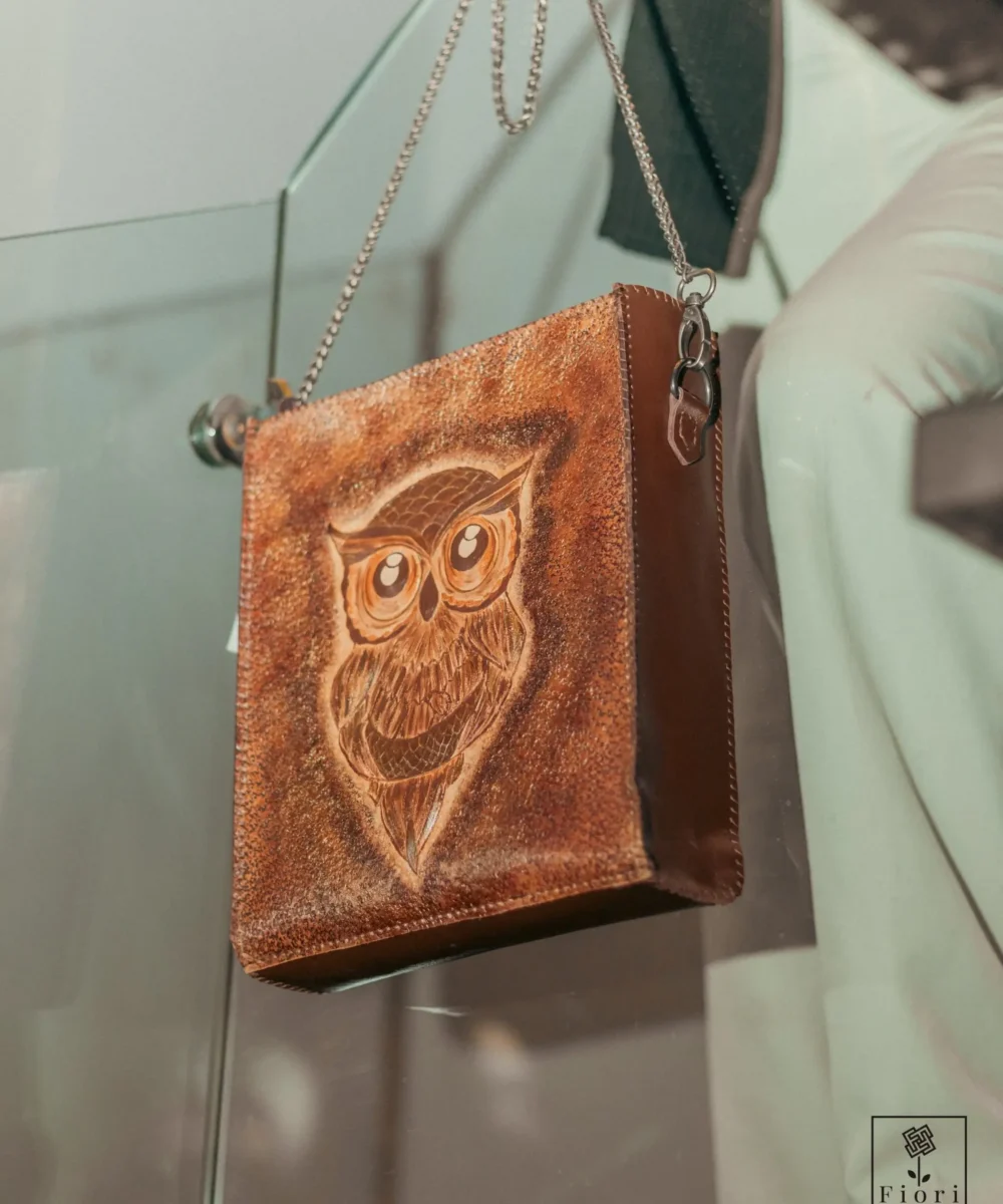 Brown Cowhide Leather Crossbody Bag - Image 2