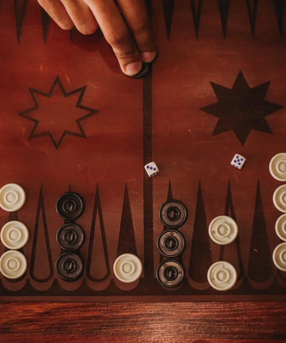 Brown Cowhide Leather Backgammon Game. - Image 5