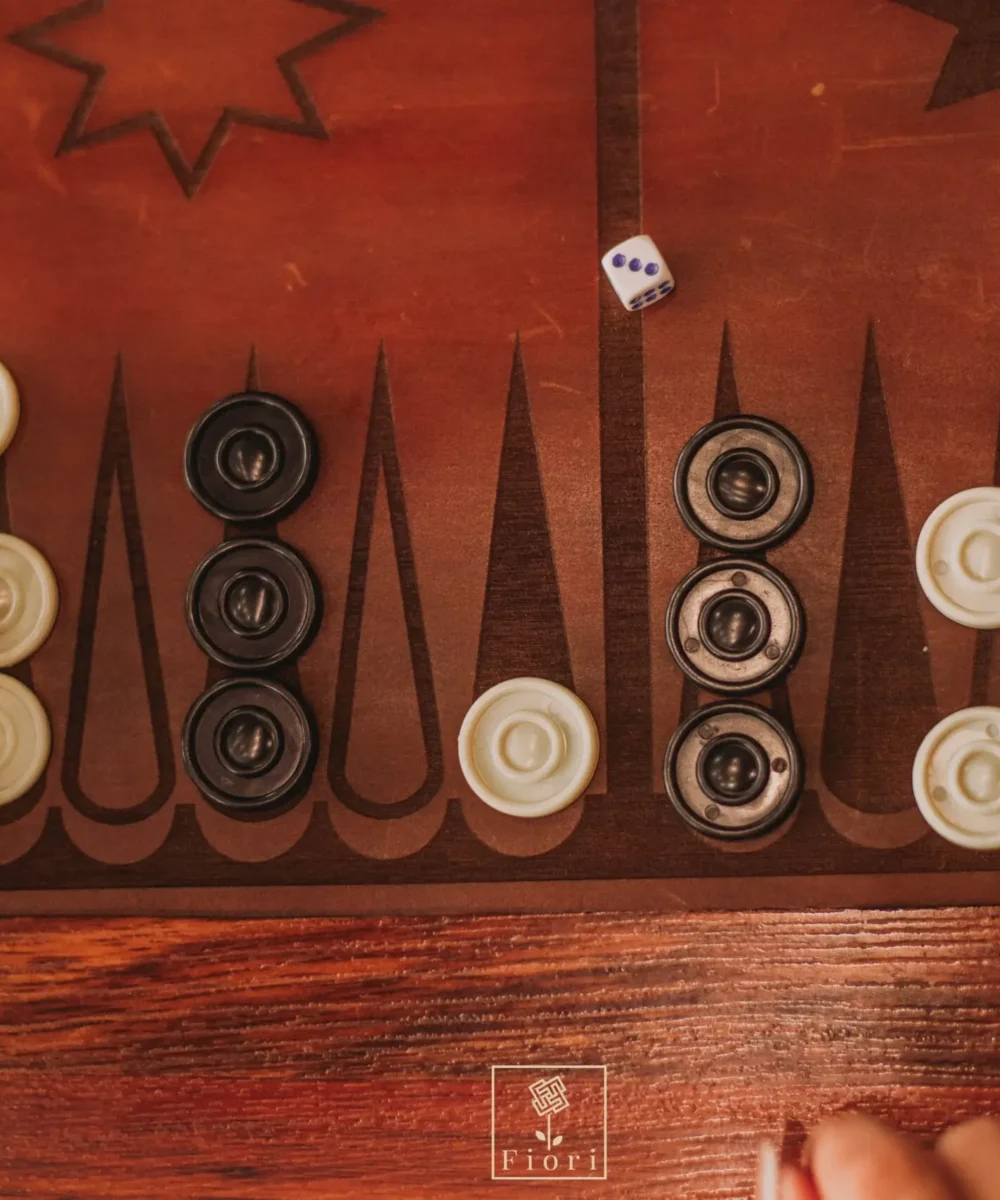 Brown Cowhide Leather Backgammon Game. - Image 6