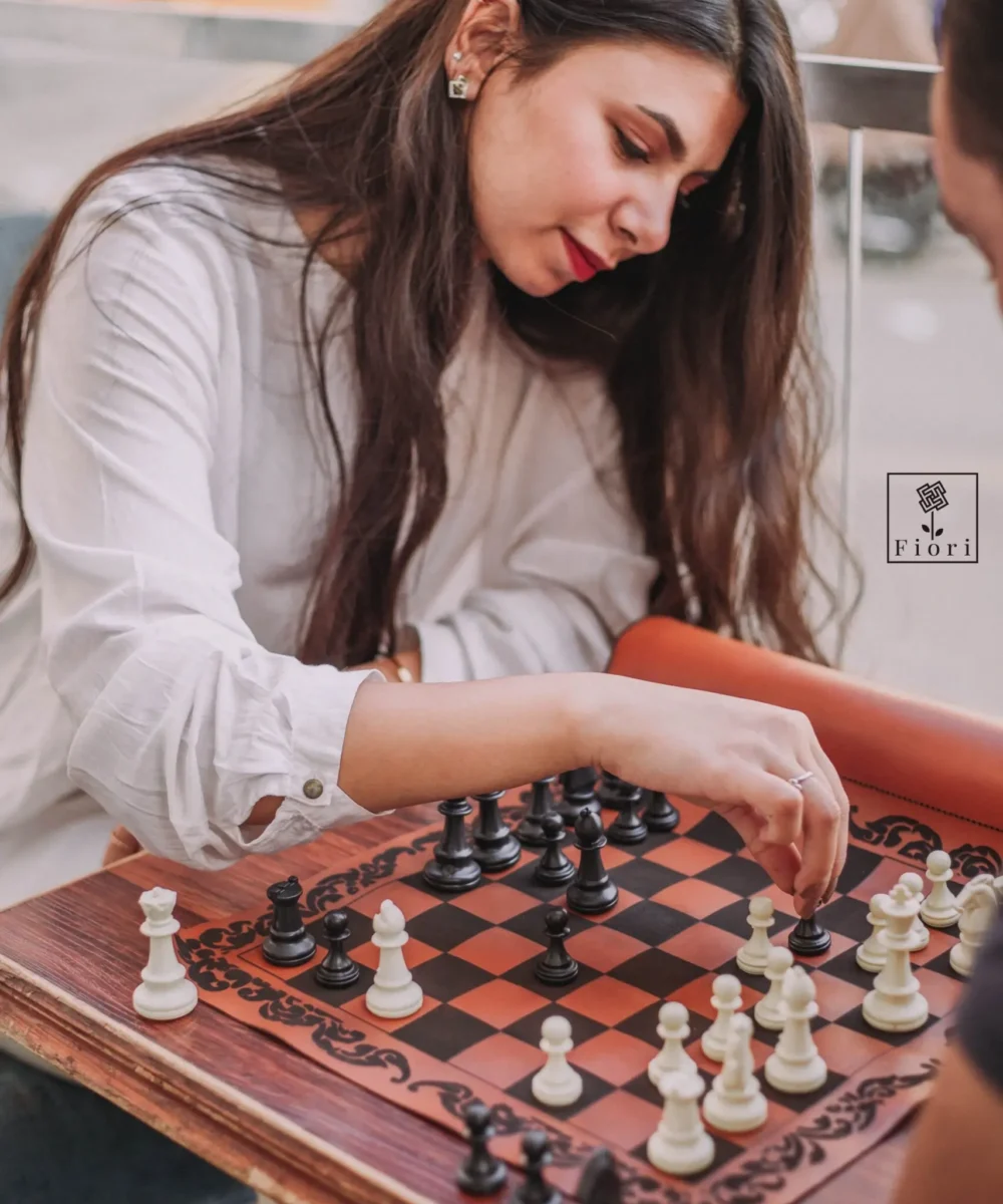Havane Cowhide Leather Chessboard. - Image 7