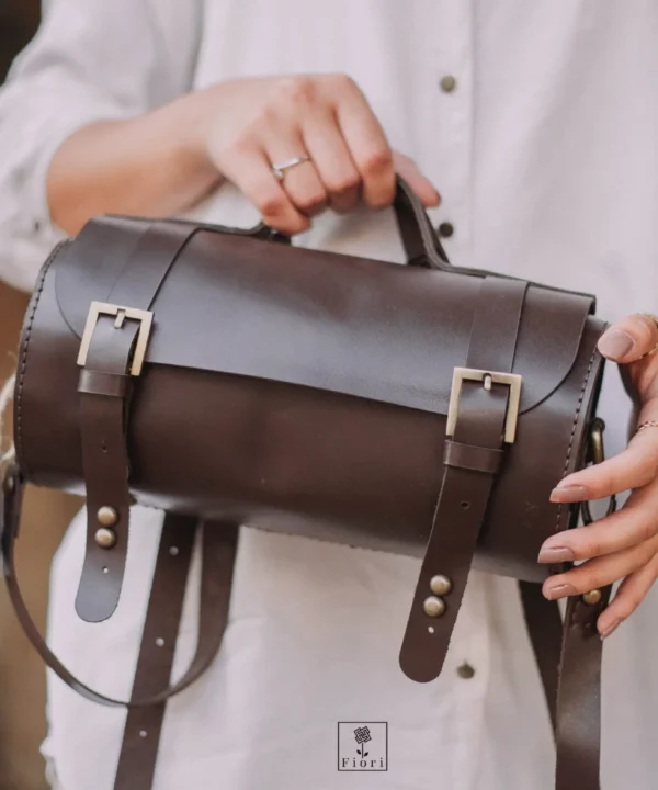 Brown Cowhide Leather Crossbody bag