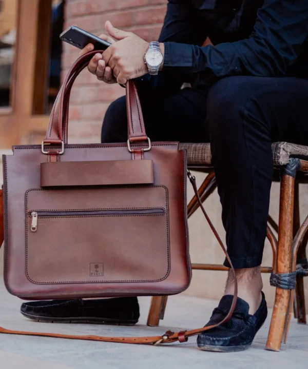 Brown Cowhide Leather 15.6 inches Labtop Bag