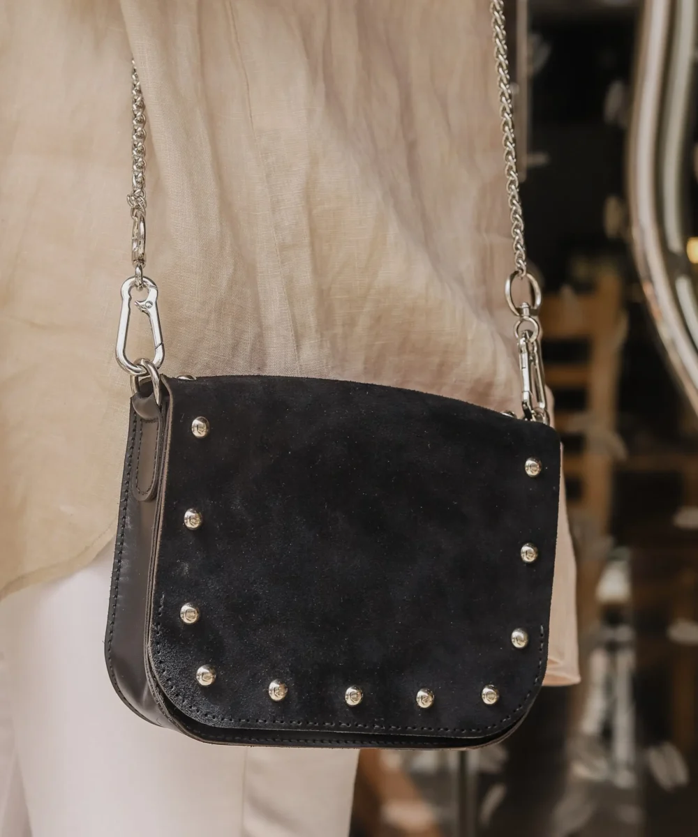 Black Cowhide Leather Crossbody Bag - Image 3