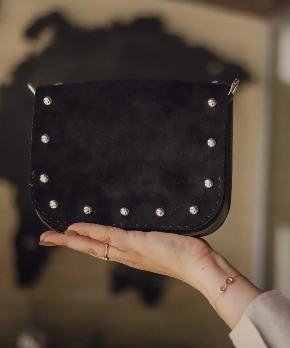 Black Cowhide Leather Crossbody Bag - Image 4