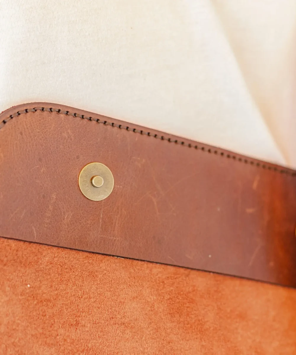Brown Cowhide Leather Men Crossbody Bag - Image 2