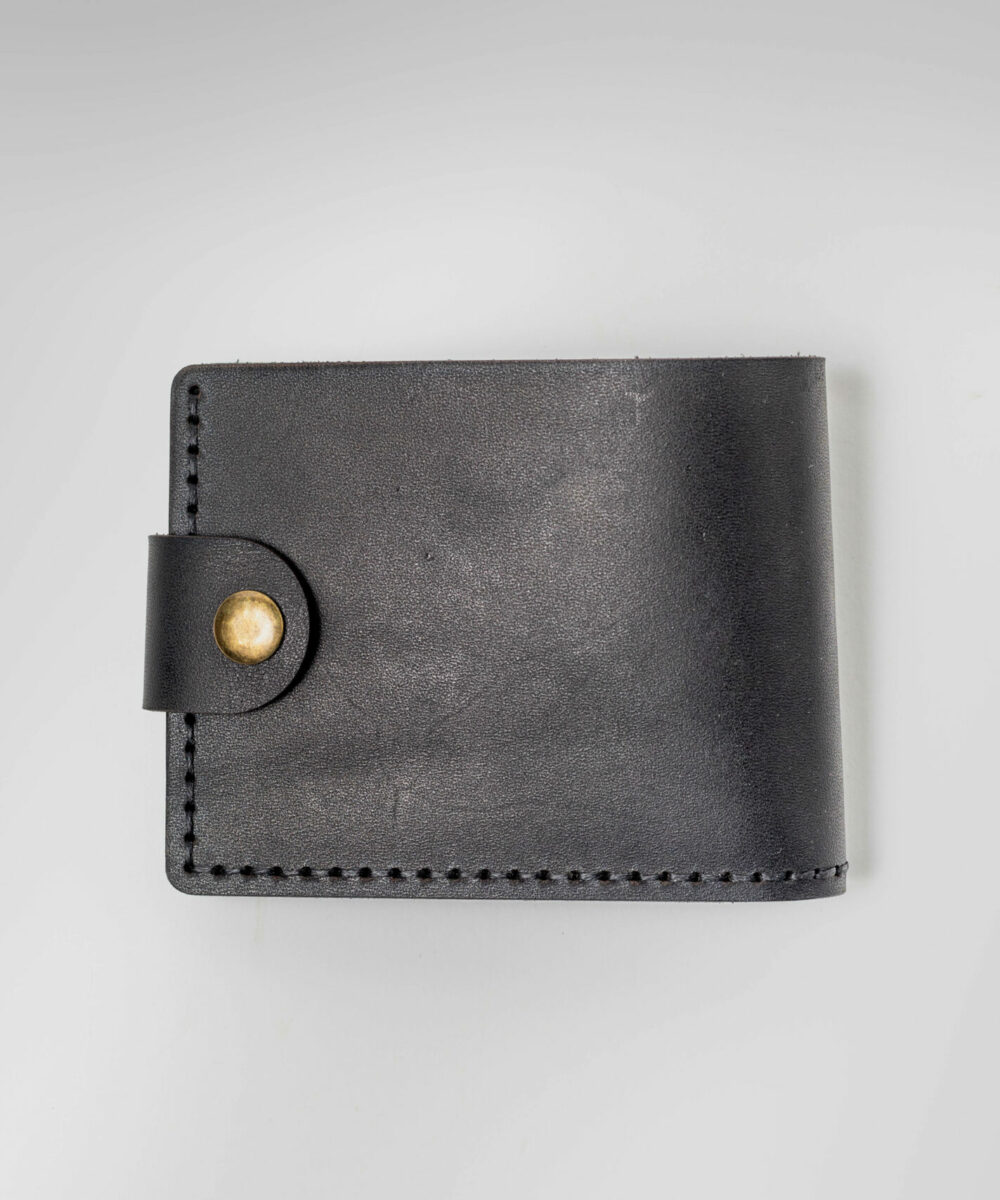 Black Cowhide Leather Men Wallet.