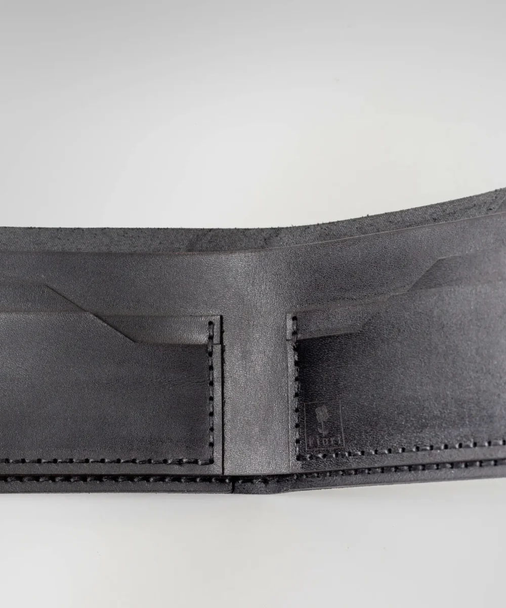 Black Cowhide Leather Men Wallet. - Image 3