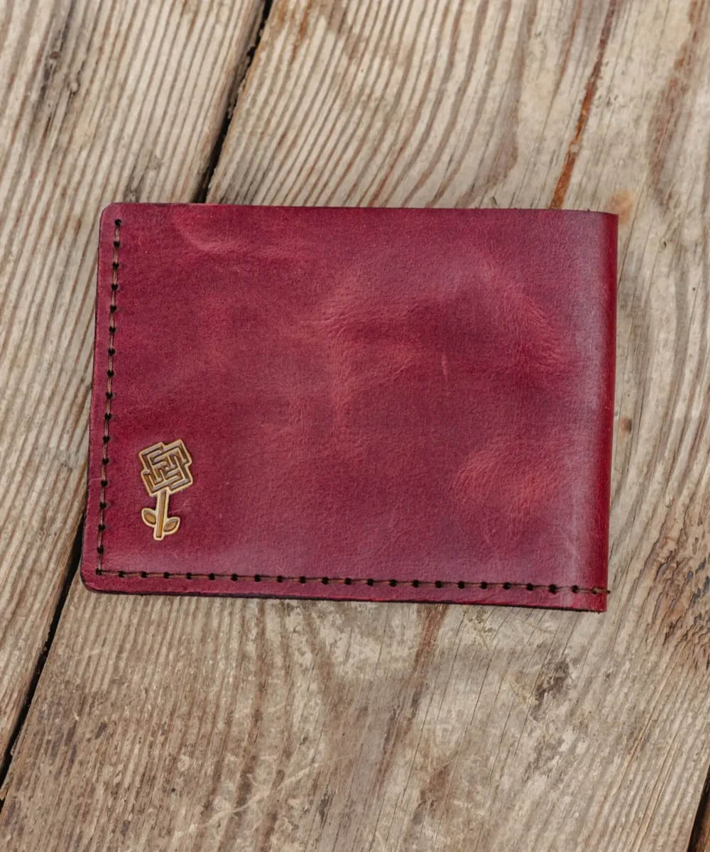 Burgundy Cowhide Leather Men Wallet - Image 2