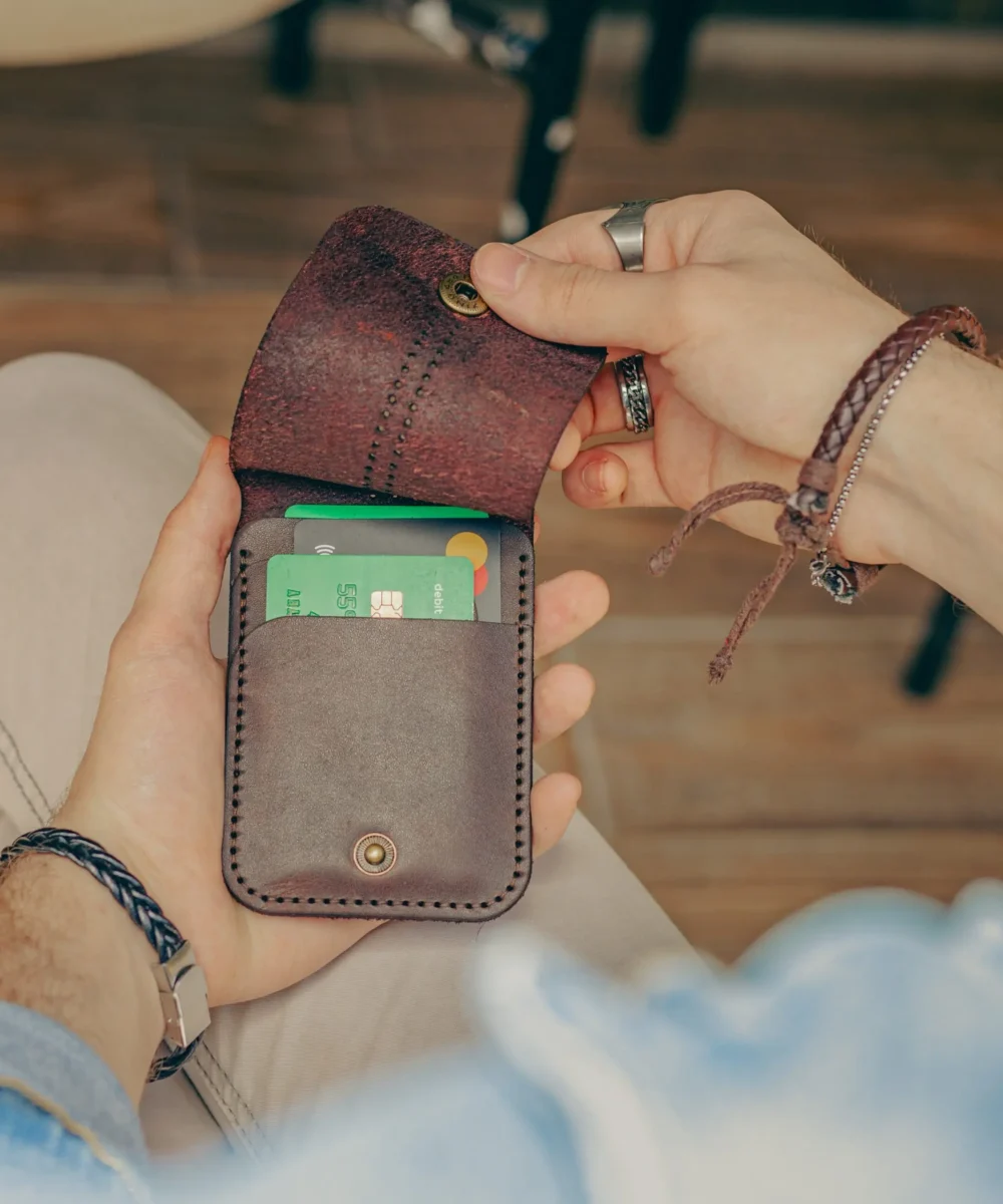 Vintage Brown Cowhide Leather Small Men Wallet - Image 2