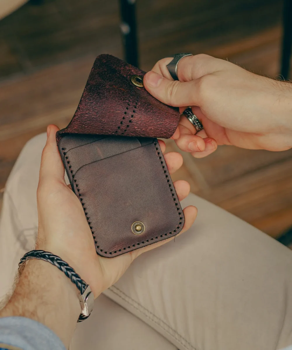Vintage Brown Cowhide Leather Small Men Wallet - Image 3