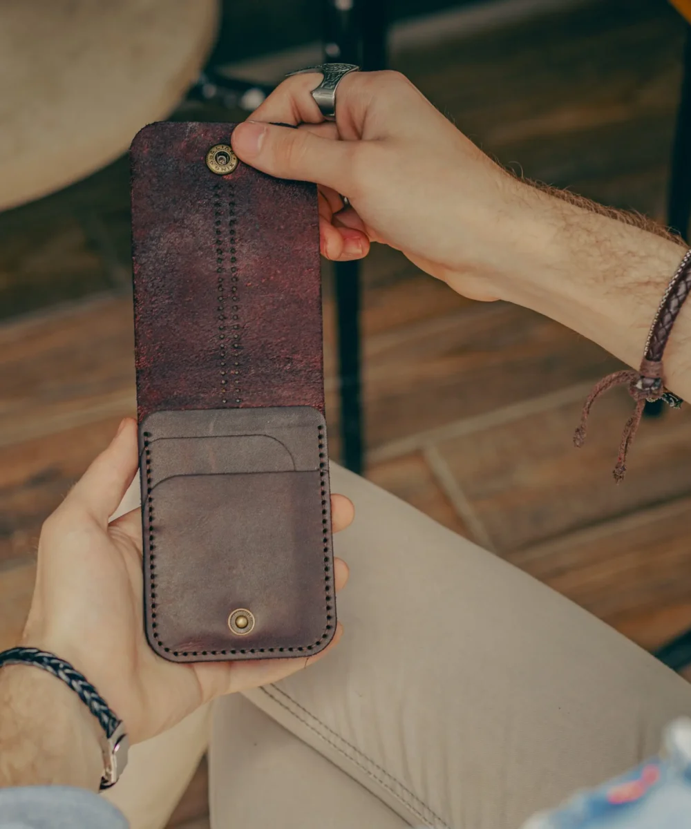 Vintage Brown Cowhide Leather Small Men Wallet - Image 4
