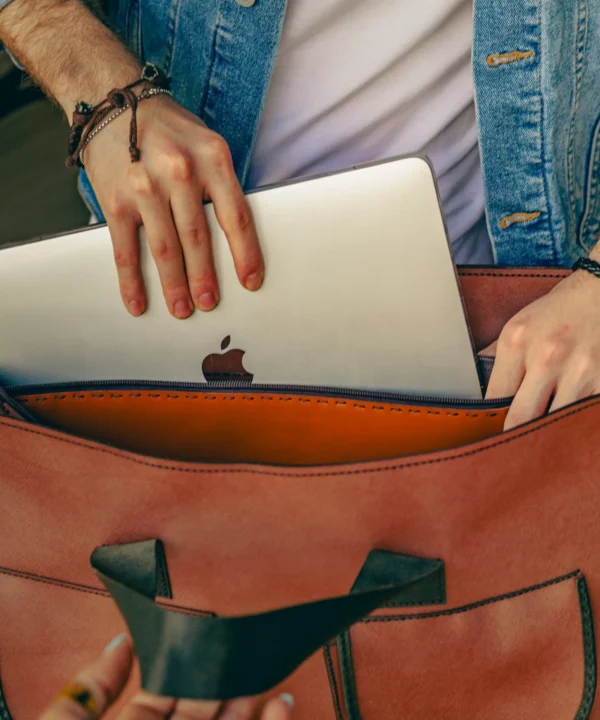 Havane x green Cowhide Leather 15.6 inches Labtop Bag