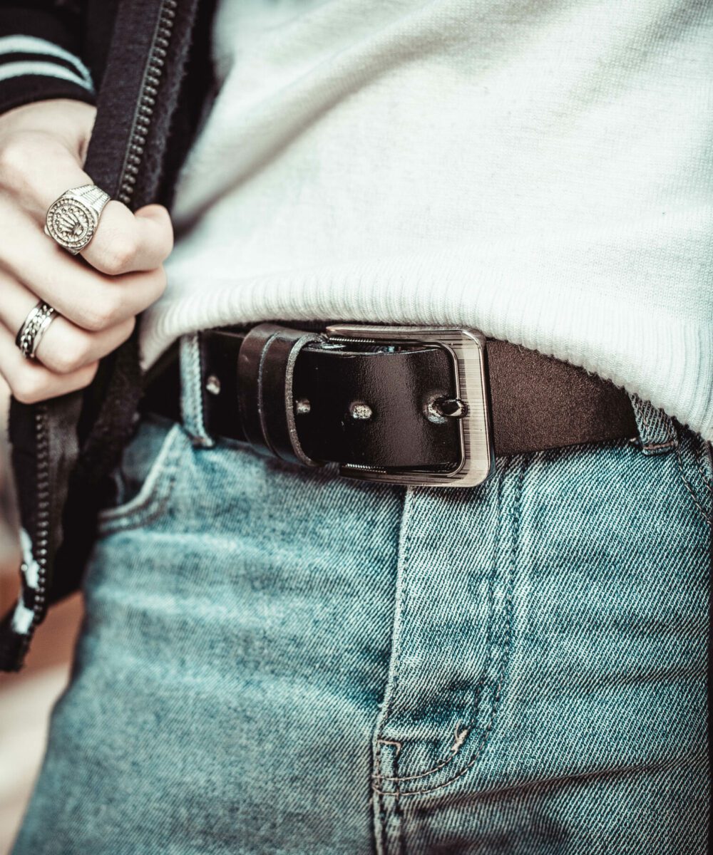 Casual Black Genuine Leather Men Belt