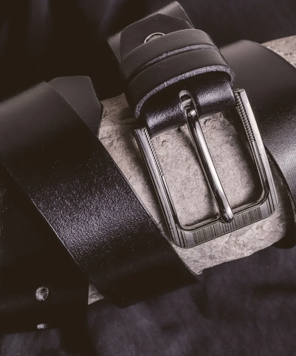 Casual Black Genuine Leather Men Belt - Image 4