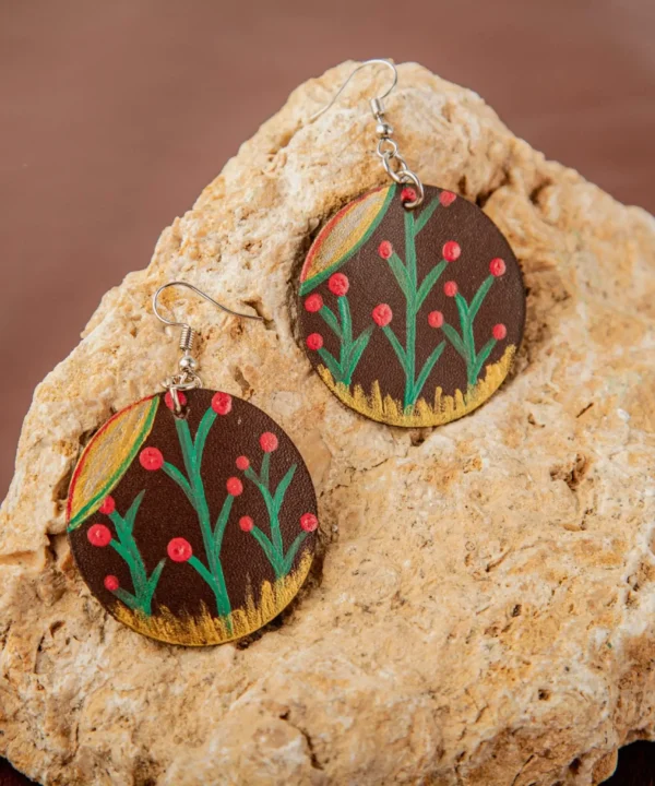 Multicolor Cowhide Leather Women Earrings.