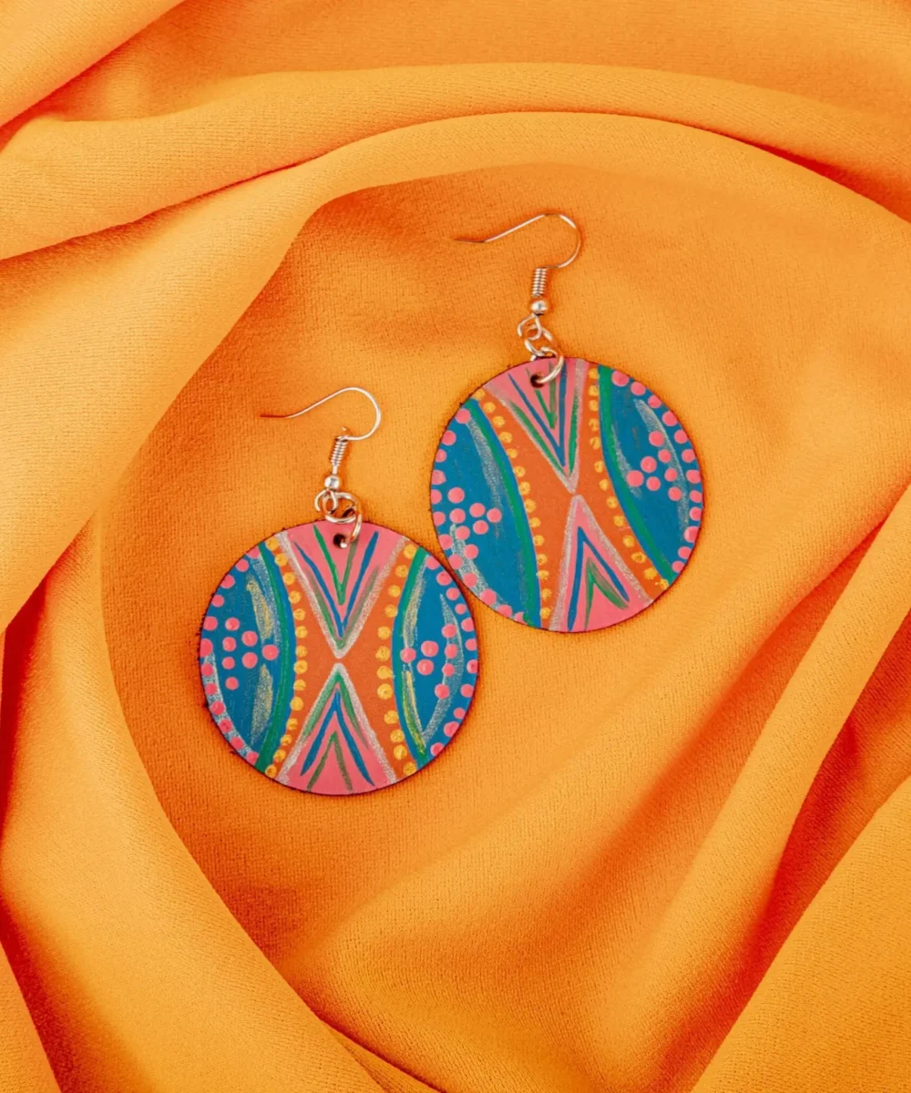Multicolor Cowhide Leather Women Earrings.