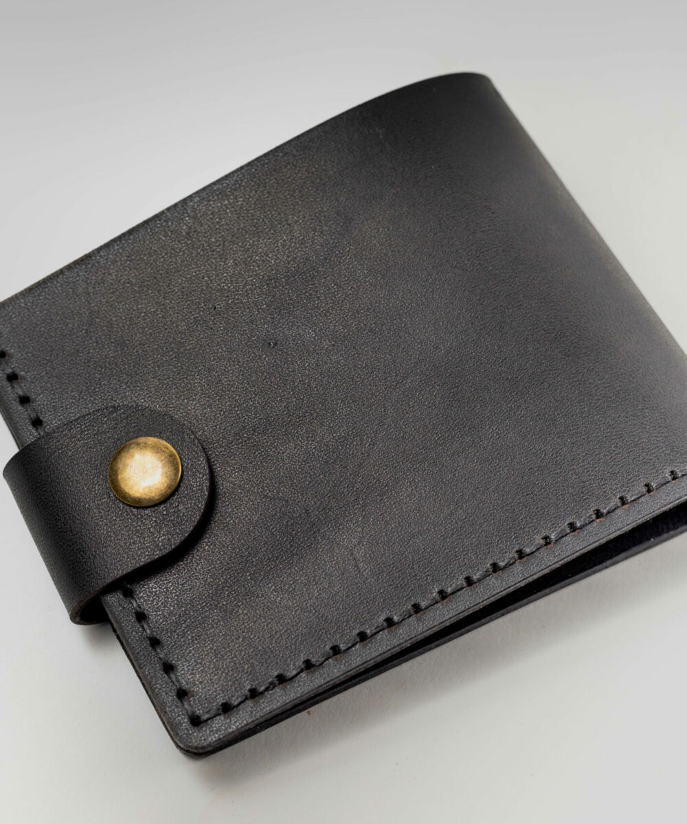 Black Cowhide Leather Men Wallet. - Image 4