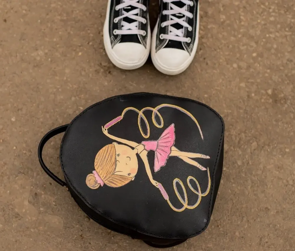 Black Cowhide Leather Backpack for Girls - Image 2