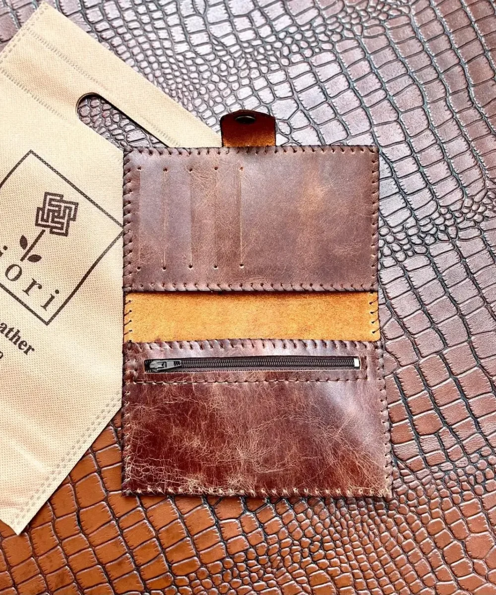 Brown Cowhide Leather Women wallet - Image 3