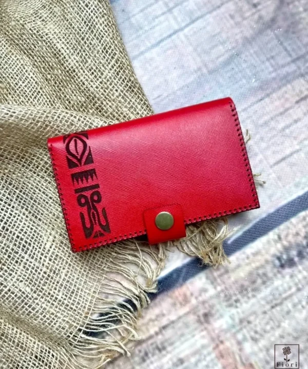 Red Cowhide Leather Women Wallet.