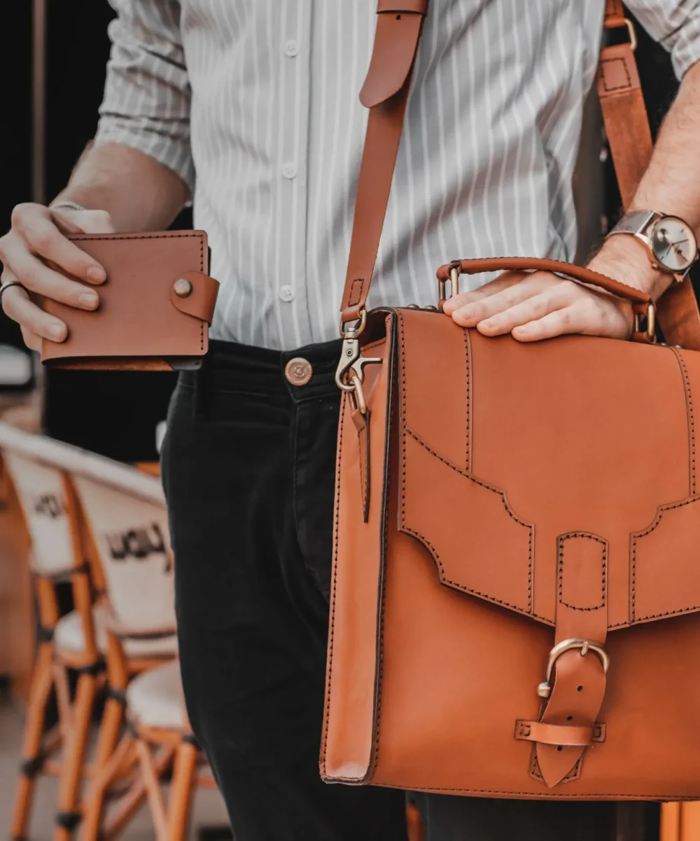 Havane Cowhide Leather Men Crossbody Bag