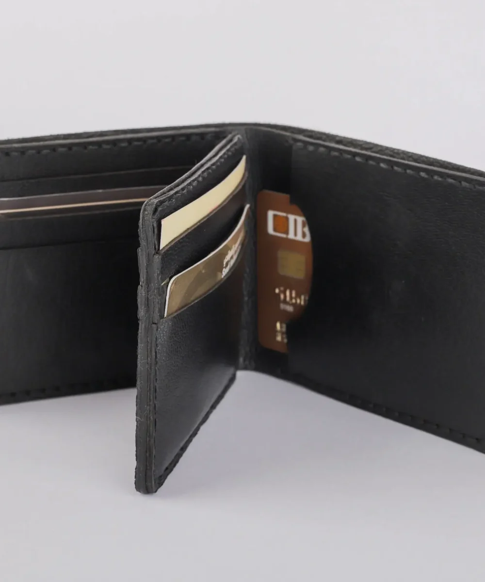 Black Cowhide Leather Men Wallet - Image 4