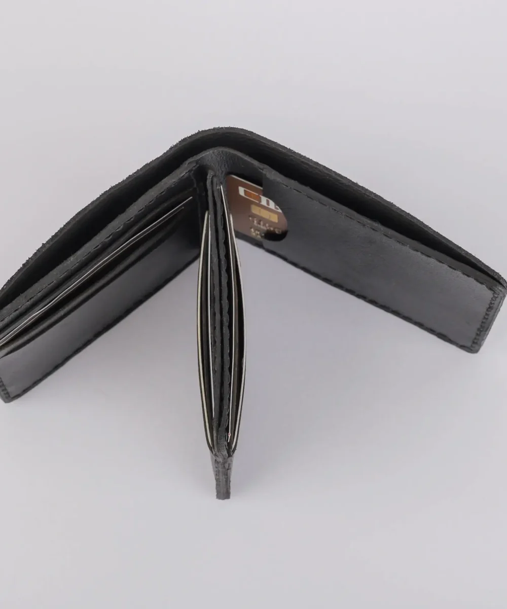 Black Cowhide Leather Men Wallet - Image 5