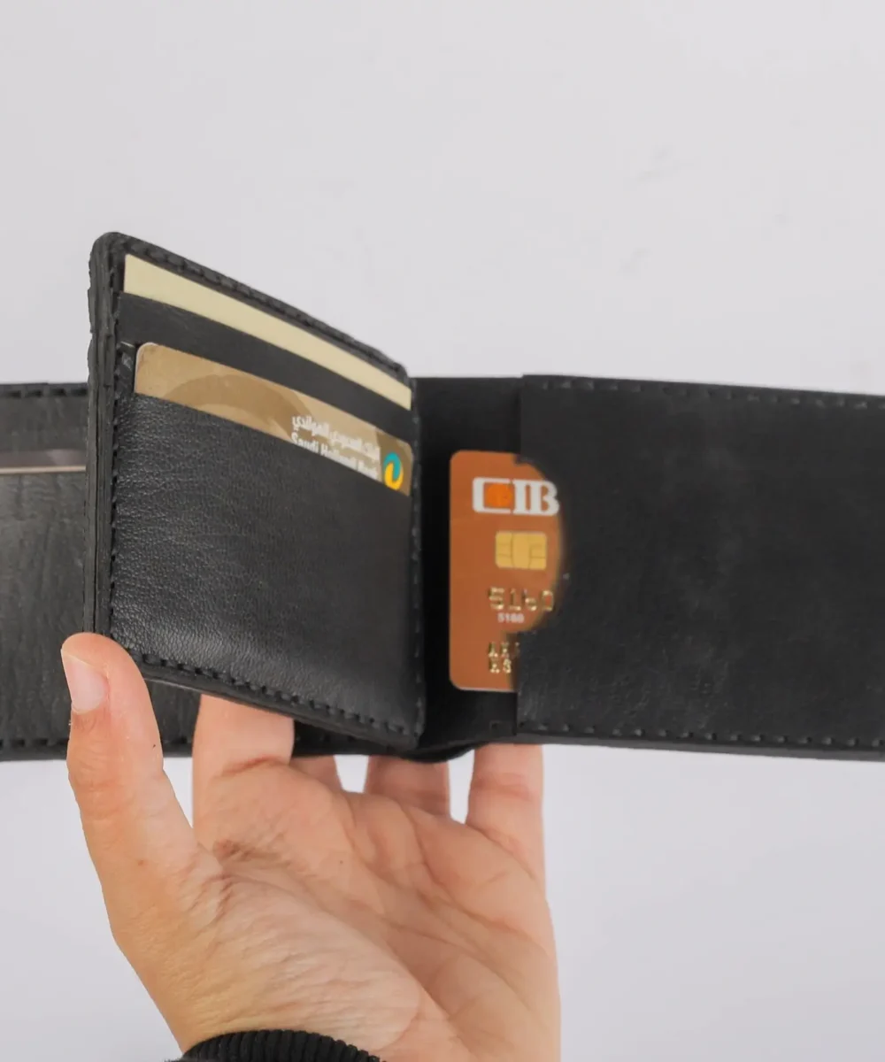 Black Cowhide Leather Men Wallet - Image 6