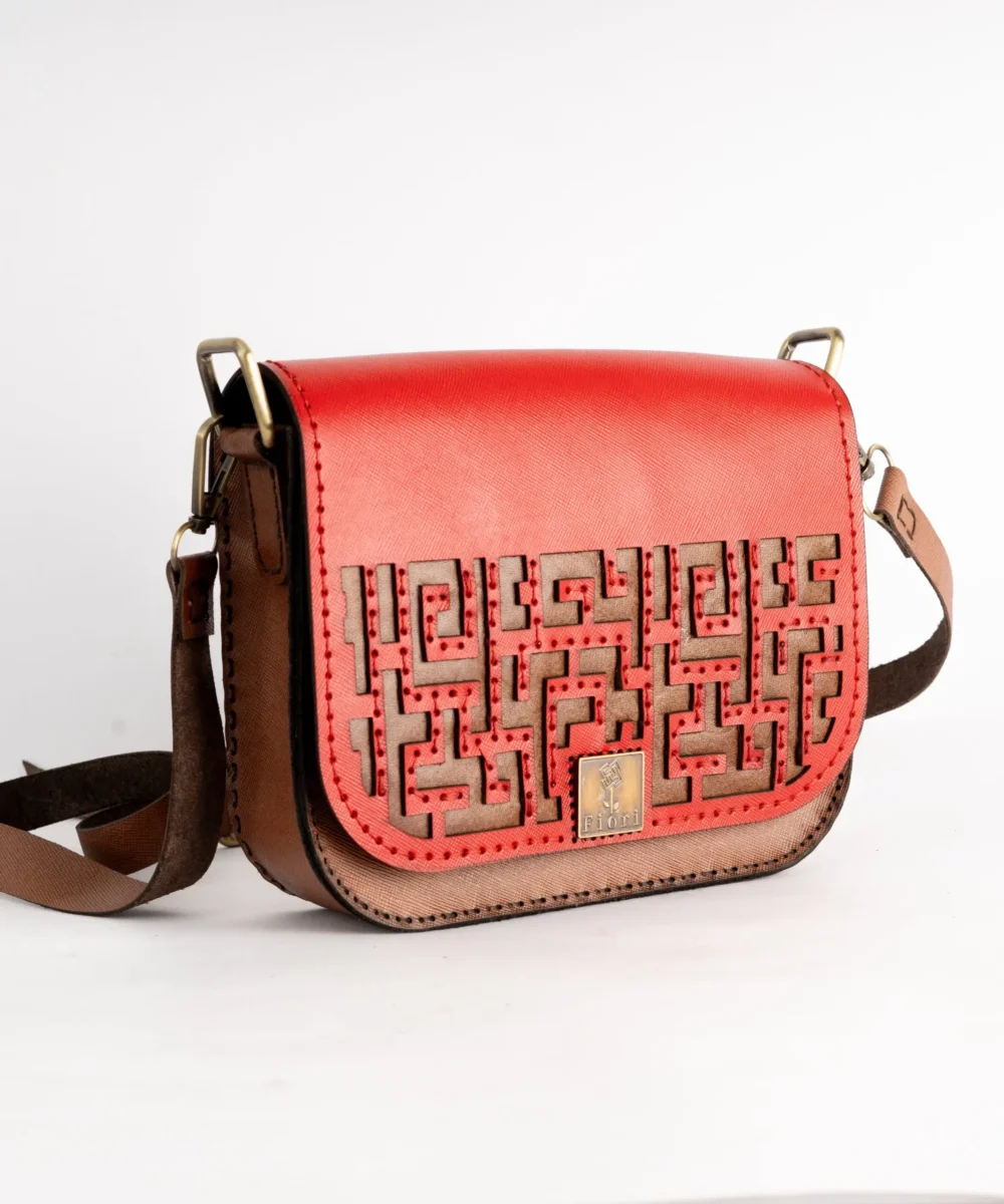 Dark Havane x Red Cowhide Crossbody Bag - Image 2