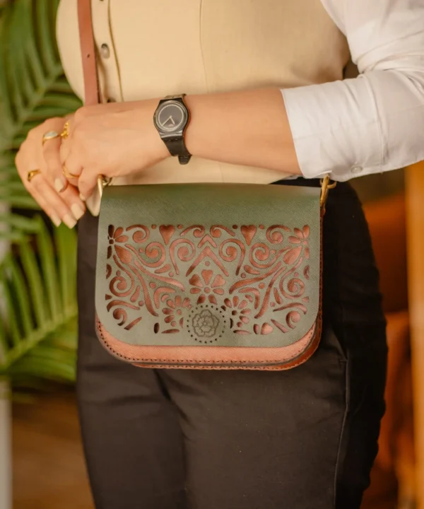 Havane x Olive Cowhide Leather Crossbody Bag