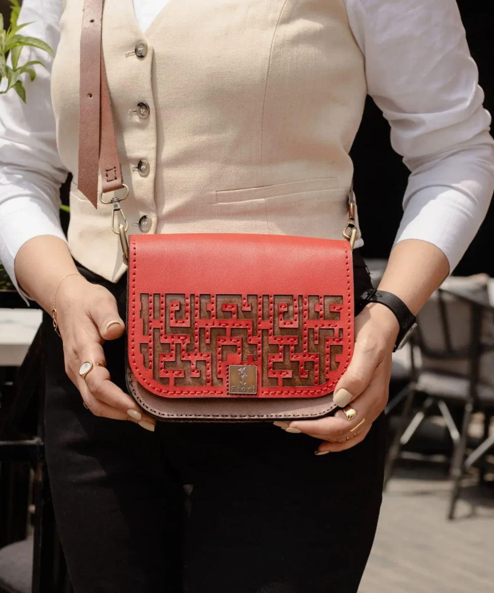 Dark Havane x Red Cowhide Crossbody Bag - Image 3