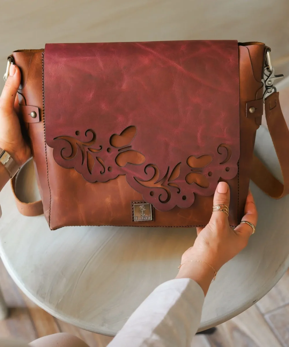 2X1 Brown x Burgundy Cowhide Leather Crossbody Bag