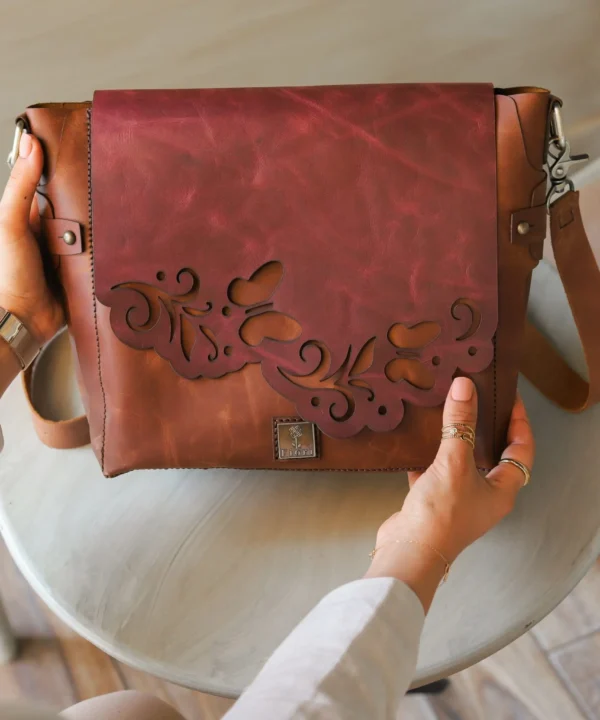 2X1 Havane x Burgundy Cowhide Leather Crossbody Bag