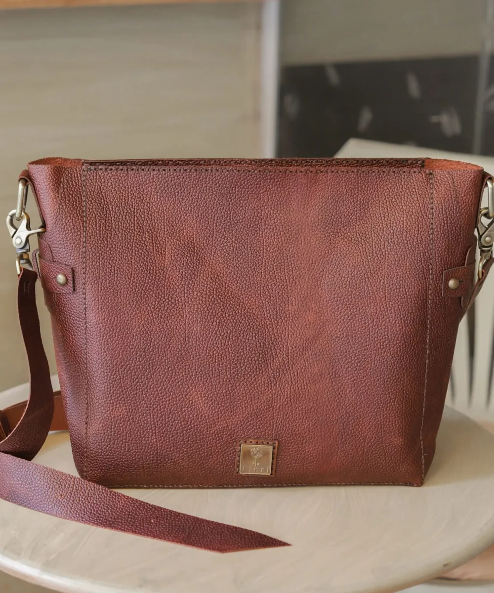 Brown Cowhide Leather Crossbody Bag - Image 2